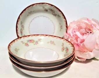 Set of 4 - Vintage - Cherry China - CHE7 - Fruit Bowls - Made in Occupied Japan @NeedlesandPinsShop