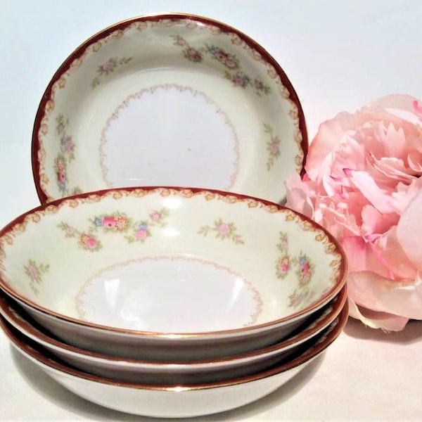 Set of 4 - Vintage - Cherry China - CHE7 - Fruit Bowls - Made in Occupied Japan @NeedlesandPinsShop