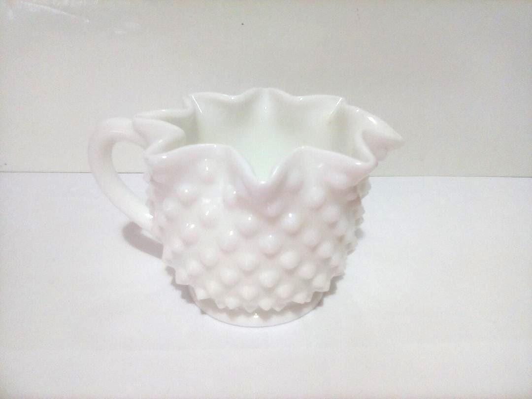 Rare Vintage Fenton Hobnail Star Shaped Ruffle Edge Creamer With Handle ...