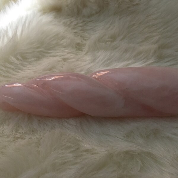 SALE Medium Thick Twisted Rose Quartz Yoni Wand~Pleasure Wand~Sacred Sexuality~Rose Quartz Wand~GIA Certified