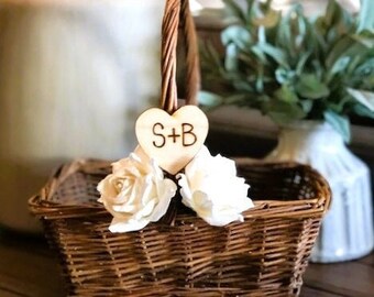 Rustic Flower Girl Baskets, Country Barn Wedding, Personalizaed Boho Wedding Basket