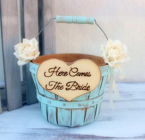 Flower Girl Basket Rustic Wedding Decor Elegant Barn Etsy