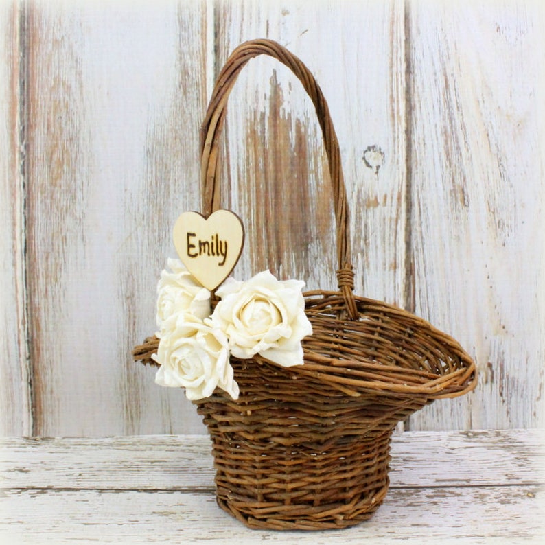 Flower Girl Baskets Rustic Country Wedding Personalizaed Etsy