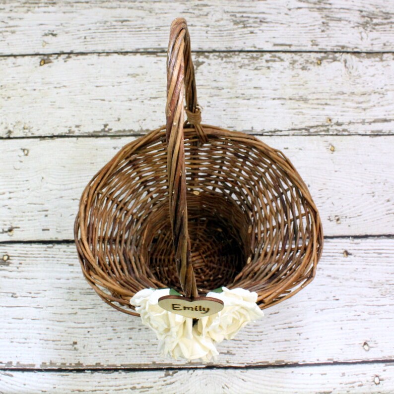 Flower Girl Baskets Rustic Country Wedding Personalizaed Etsy