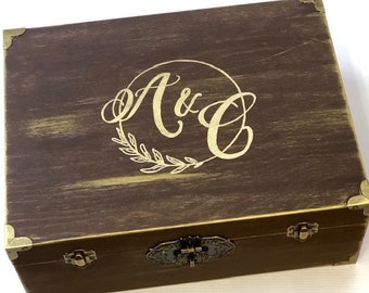 Personalized Wedding Card Box With Lock - Rustic Wedding Card Holder Box - Wedding Memories Box - Anniversary Keepsake