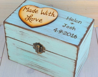 Rustic Recipe Box 4x6 Recipe Card Storage Painted and Distressed in the COLOR of YOUR CHOICE