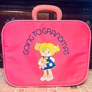 Vintage Mercury Little Girls Luggage Pink Suitcase. Going to Grandma&#39;s Travel