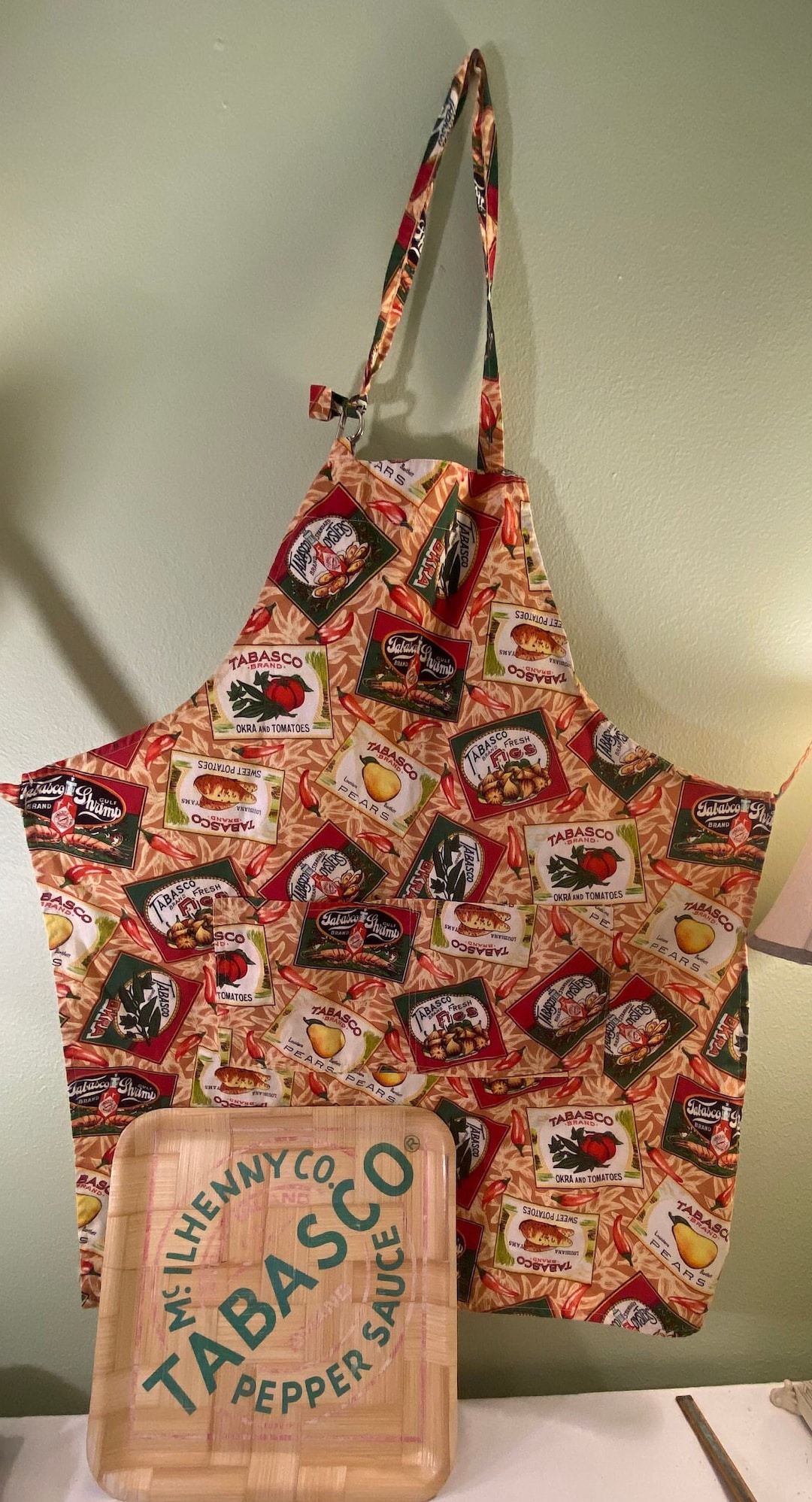 Vintage Mcilhenny Tabasco Apron and Bamboo Platter Avery Etsy