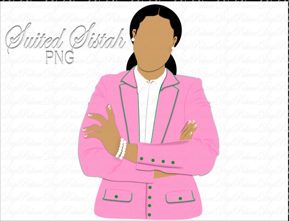 Suited Sistah Clipart: Black Woman in Pink Suit (PNG)