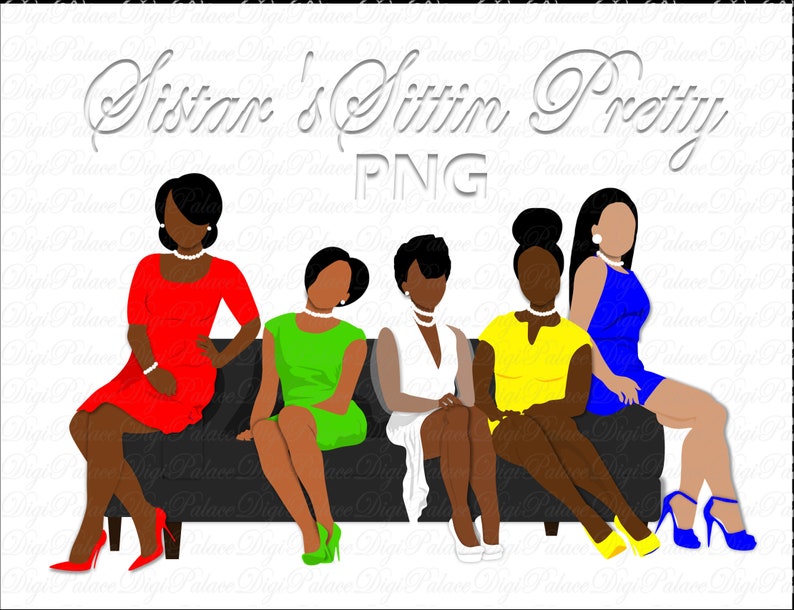 Sorority Sistah Clipart Sitting Natural Hair Black Woman Etsy