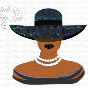 Sorority Sistah Clipart: Black Woman Fedora Hat (PNG)
