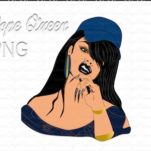 DOPE QUEEN PNG Baseball Cap woman afro gold earrings - Afro African American - Long nails hip hop girl glossy lips glossy nails gold chain