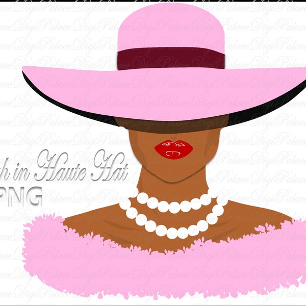 Fedora Hat, Sorority Sistah Clipart, Natural Hair, Black Woman, Black Girl, African American, Sisterhood, Pink, Burgundy, Women, PNG