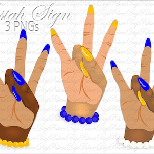 Black Greek Hand Symbol Signs l Sorority and Frat Hand Symbol Signs  PNG Bundle Blue and Gold