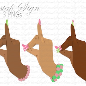 Black Greek Hand Symbol Signs l Sorority and Frat Hand Symbol Signs  PNG Bundle Pink and Green