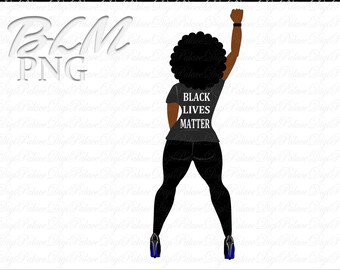 Könnte beinhalten: Eine schwarze Silhouette einer Person mit erhobener Faust. Die Person trägt ein schwarzes T-Shirt mit dem Aufdruck "Black Lives Matter".