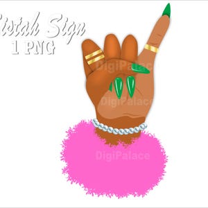 Black Greek Hand Symbol Signs l Sorority and Frat Hand Symbol Signs  PNG  Pink and Green
