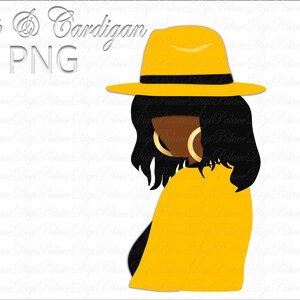 Black Woman Fedora Clipart: Natural Hair PNG