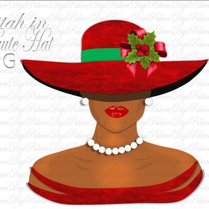Christmas Fedora Hat, Natural Hair, Black Woman, Black Girl, African American, Sisterhood, Women, PNG