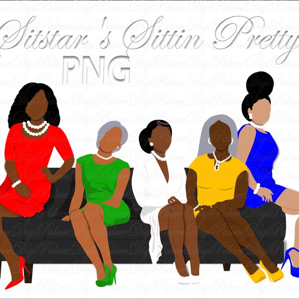 Sorority Sistahs Clipart: Black Women PNG (Digital Download)