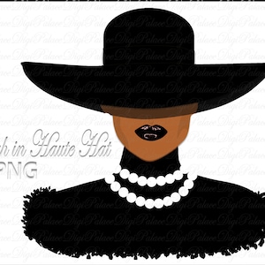 Black Woman Fedora Clipart: Natural Hair PNG