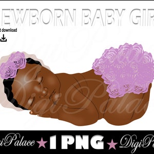 Clipart czarnego dziecka - Clipart noworodka, Clipart z falbaniastą pieluchą, Clipart z baby shower, Dziewczynka, Chłopiec, PNG, Clip Art śpiącego dziecka