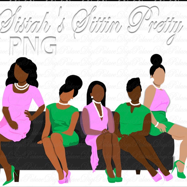 Sorority Sistah Clipart: Mujeres Negras PNG (Descarga Digital)