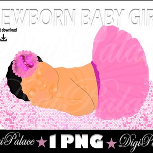Clipart czarnego dziecka - Clipart noworodka, Clipart z falbaniastą pieluchą, Clipart z baby shower, Dziewczynka, Chłopiec, PNG, Clip Art śpiącego dziecka