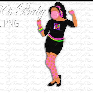 80s Girl Clipart, Neon 80s Clipart,1980, Retro, Neon, Digital Graphics, 80s Party, I Love 80s, PNG