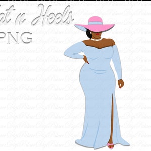 Sorority Clipart: Black Woman in Hat and Heels (PNG)