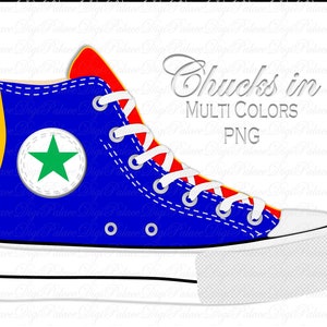 Platform Athletic Shoe in Green, Blue, Red, White and Gold, PNG Digital Clipart - Instant download - basketball shoe, sports, running shoe