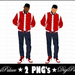 Fraternity Brother Clipart: African American Man in Red & White (2 PNGs)