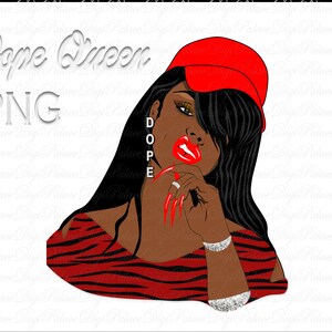 DOPE QUEEN PNG Baseball Cap woman afro gold earrings - Afro African American - Long nails hip hop girl glossy lips glossy nails gold chain