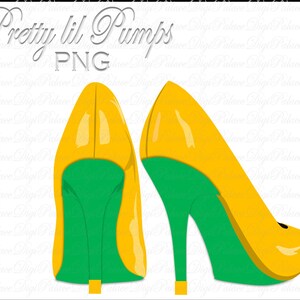 Green and Goldr High Heel Stiletto Clipart (PNG)