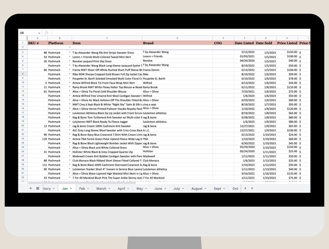 Inventory Tracker Spreadsheet, Google Sheets Inventory Log, Excel