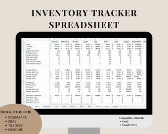 Inventory Tracker Spreadsheet, Google Sheets Inventory Log, Excel Inventory Sheet, Inventory Tracker, Poshmark Spreadsheet, Reseller Sheet