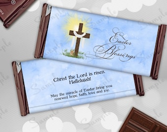 Easter Blessings (Design 1) Printable Hershey Candy Bar Wrappers - Instant Download - Cross