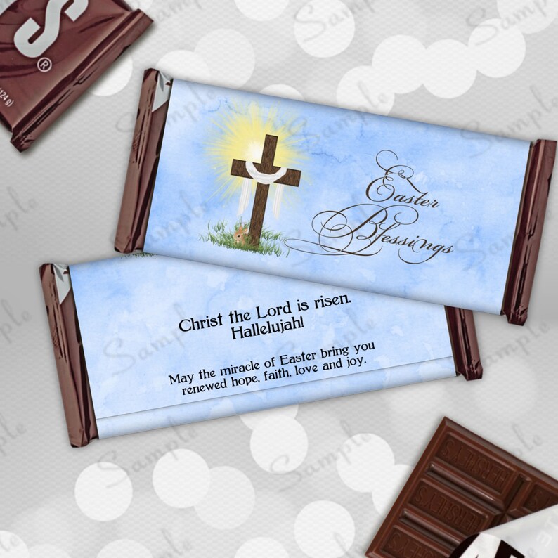 Easter Blessings Design 1 Printable Hershey Candy Bar Wrappers Instant Download Cross image 1