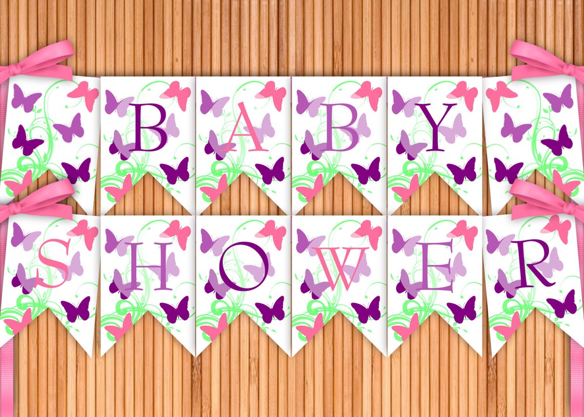 Butterfly Baby Shower Printable Banner Instant Download | Etsy