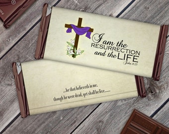 Easter Resurrection (Design 1) Printable Hershey Candy Bar Wrappers - Instant Download - Cross