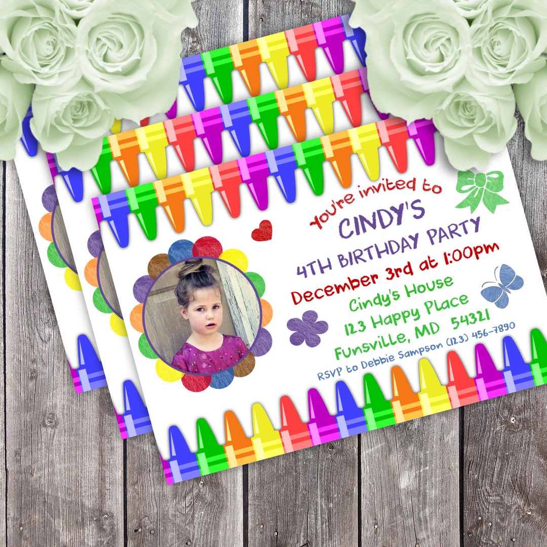 Crayon Print Your Own Digital Birthday Party Invitation - Etsy