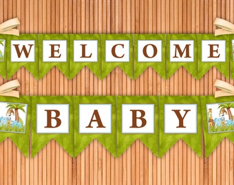 Jungle - Welcome Baby Printable Banner - Instant Download