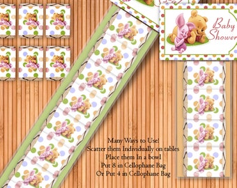 Winnie The Pooh 1 Boy - Baby Shower Printable Hershey Nugget Wrappers Kit - Instant Download