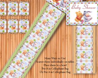 Winnie The Pooh 2 Boy - Baby Shower Printable Hershey Nugget Wrappers Kit - Instant Download