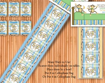 Two Little Monkeys - Baby Shower Printable Hershey Nugget Wrappers Kit - Instant Download