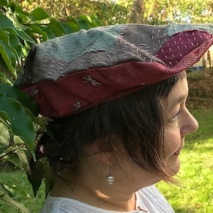Prudence Lyn Beret Boro Patchwork With Dragonflies