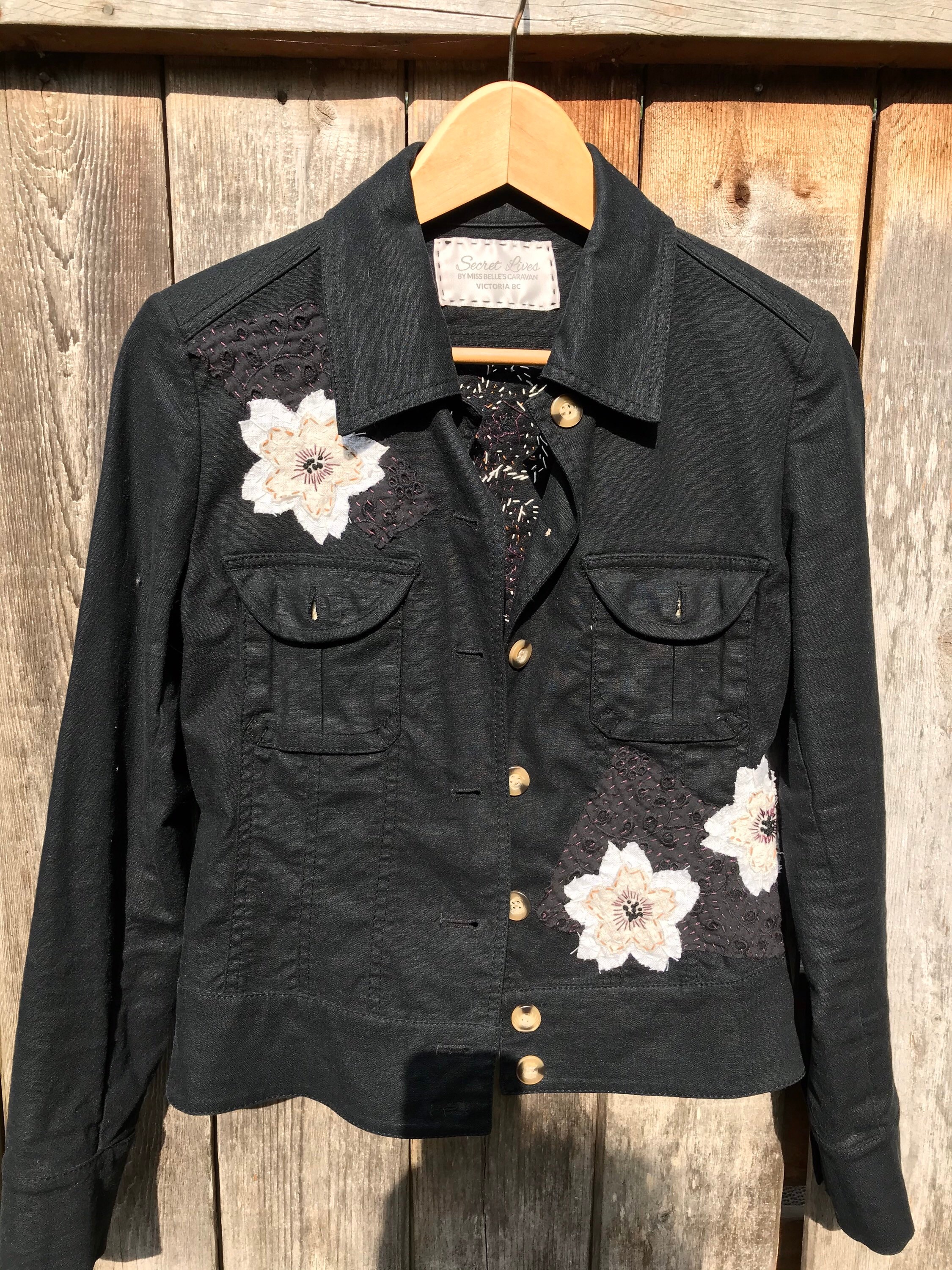 Embroidered Denim Jacket Etsy Canada