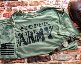 USA WW2 Army 100th Infantry Division America Patriotic Men/’s Long Sleeve Shirt Red