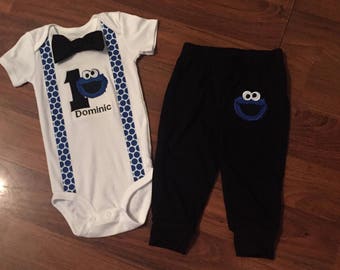 cookie monster 1st birthday boy outfit