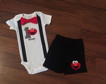Elmo 1st Birthday Elmo Boy Birthday Outfit Baby Boy First Etsy